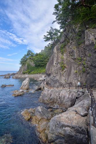 崖沿いに整備されているネダリ浜自然歩道＝１６日