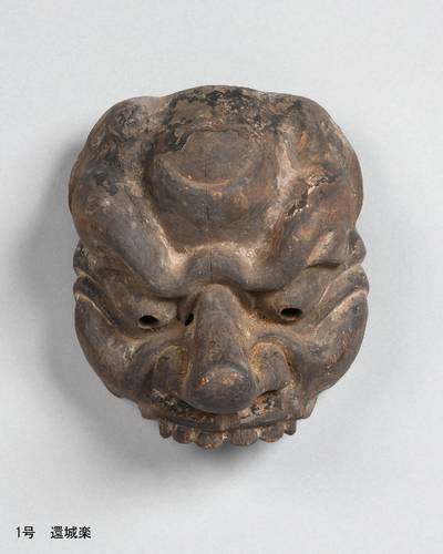 県重宝（彫刻）に指定された木造舞楽面の一つ、還城楽（げんじょうらく）（青森県教委提供）